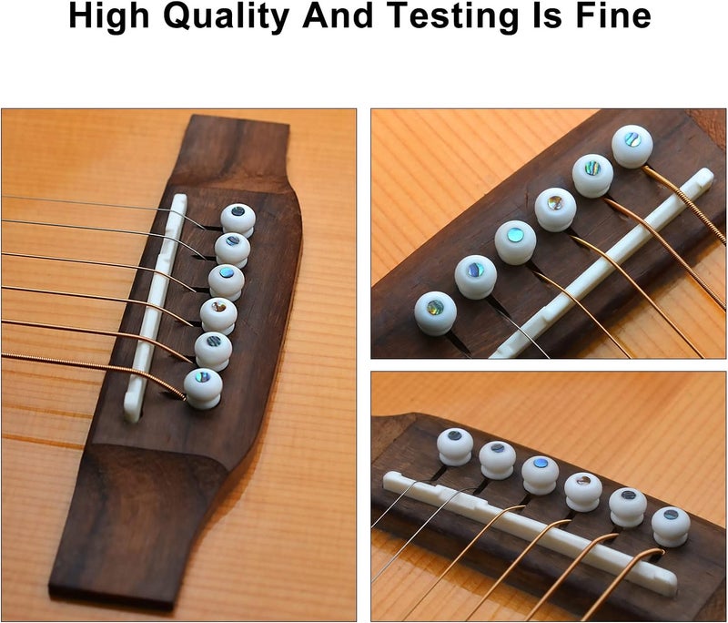 MAXCHEER Guitar 6Pcs Acoustic Guitar Bridge Bone Pins with Pearl Shell Dot Guitar Pressure String Nails Pin Guitar Parts - Image 4